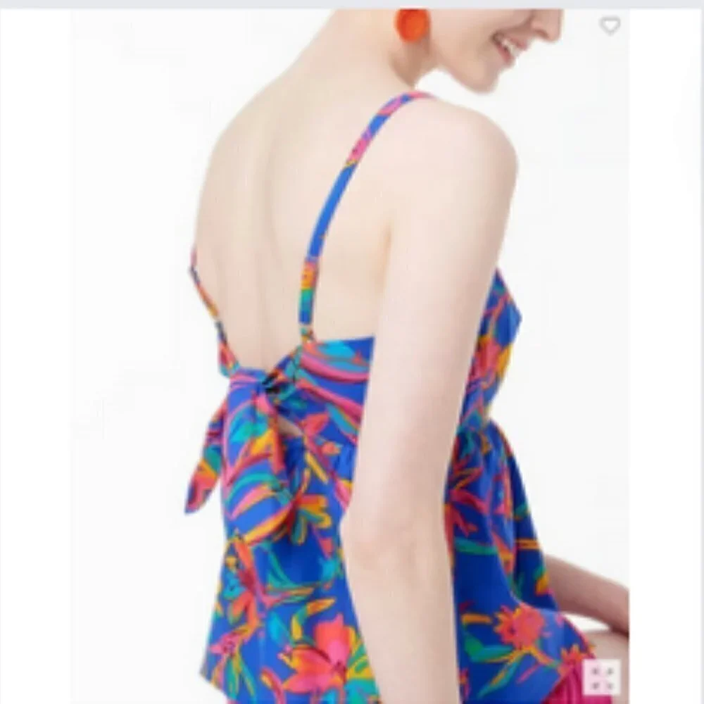 J. Crew Tie-Back Summer Tropical Girlfriend Floral Top
